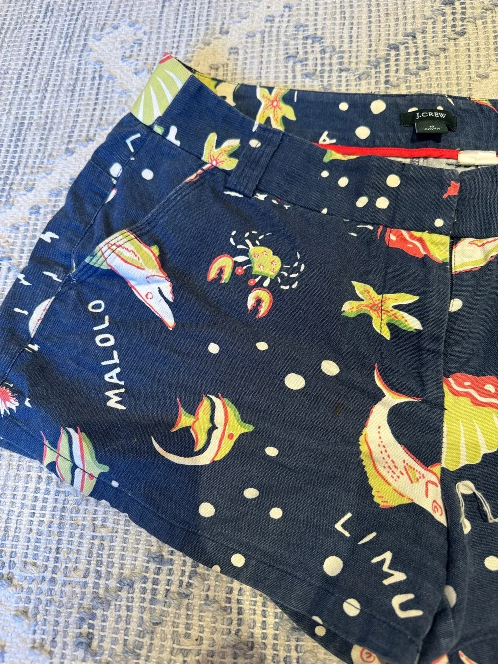 J. Crew Navy Hawaiian Printed Cotton Shorts - vintage size 10